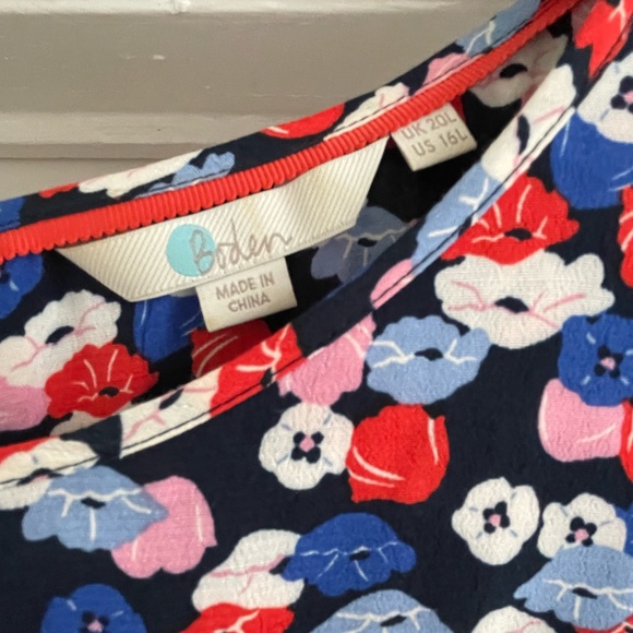 Boden Women's Size US 16L (Tall) Navy Blue Flower Print Shift Dress - Picture 3 of 6